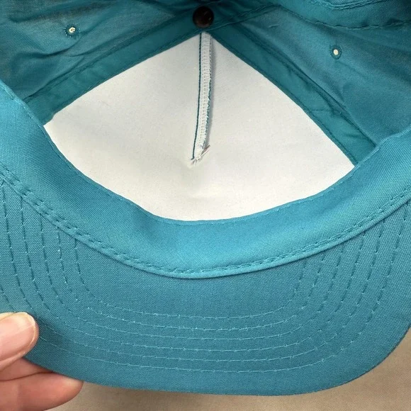 F Shield Logo Hat Cap Snap Back One Size Teal Blue Rope Foam Front Retro Mens - Picture 4 of 9